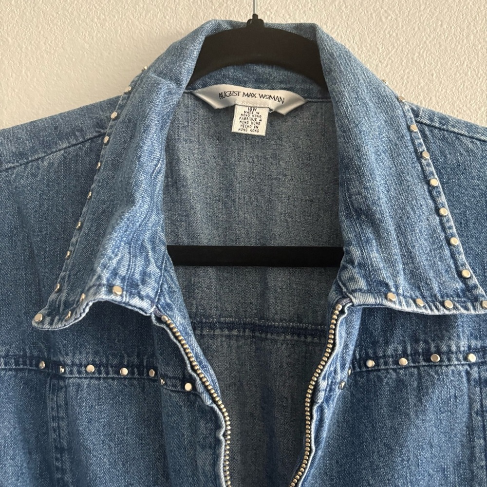 August Max Blue Denim Jacket with Silver Studs Zip Up (18W)